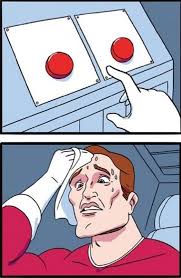 Deep fried two buttons meme