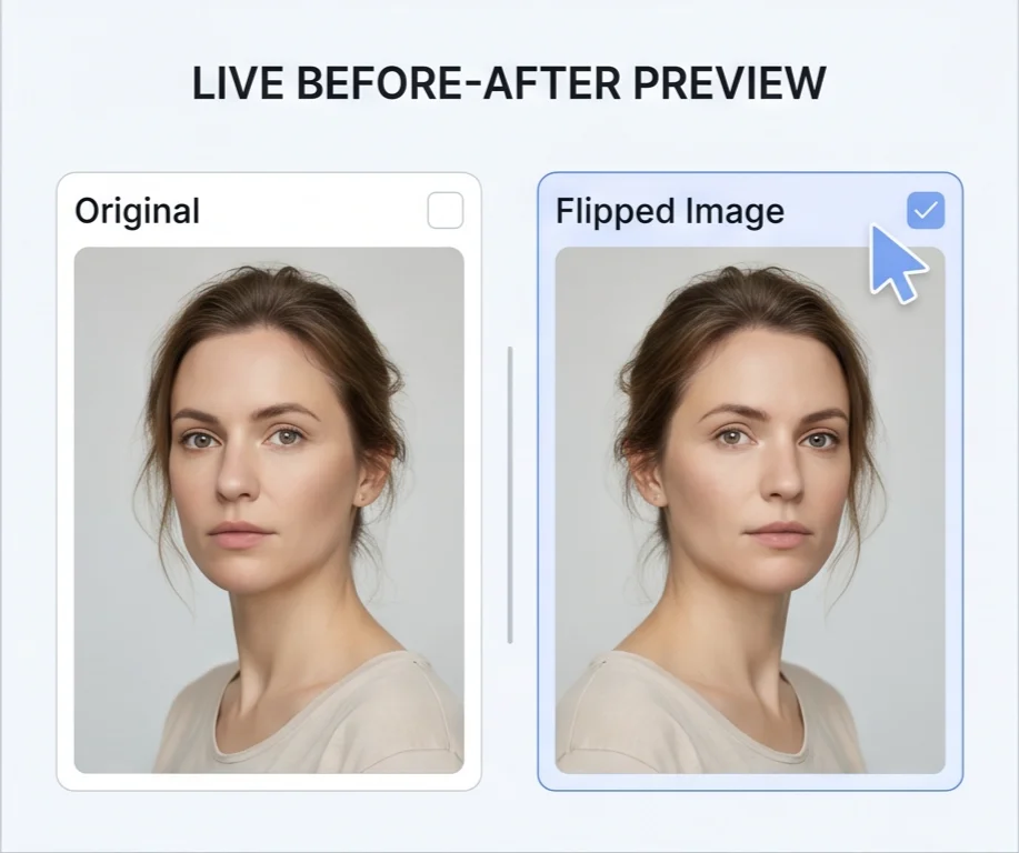 Side-by-side preview of original and flipped image