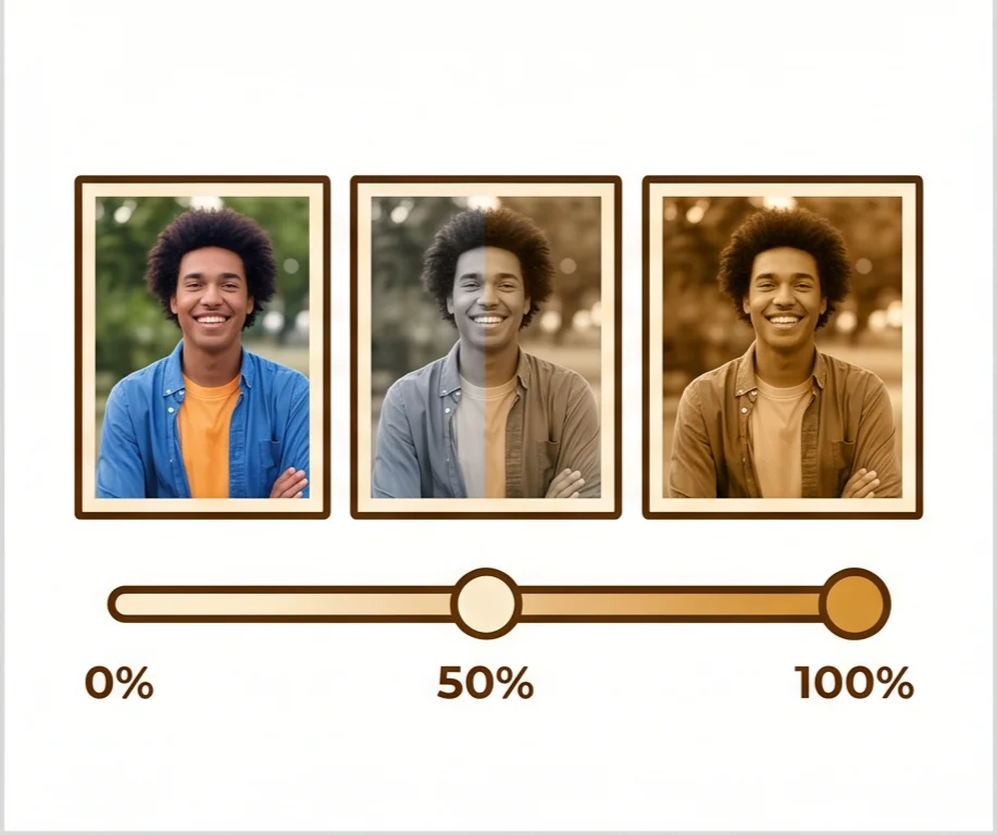 Sepia filter intensity slider control