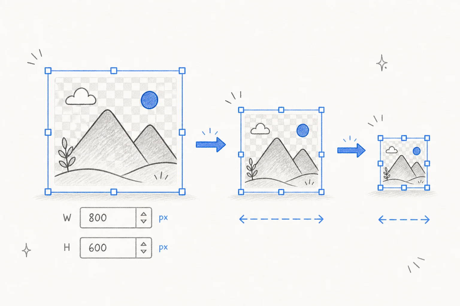 Hand-drawn PNG image with flexible width and height controls